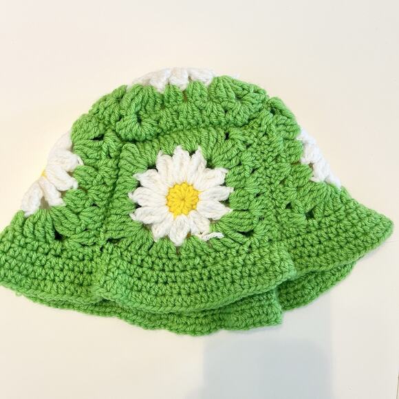 Handmade Crochet Floral Bucket Hat Womens Daisy Cottagecore Hippie 70s 90s Retro - Picture 3 of 5